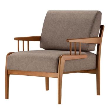 Imagem de Poltrona Com Braço Pinau Ozki 70 Cm (largura) Madeira Eucalipto Cedro Tecido Verde C