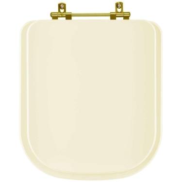 Imagem de Tampa De Vaso Laqueado Quadra Creme Para Bacia Deca Com Ferragem Dourada