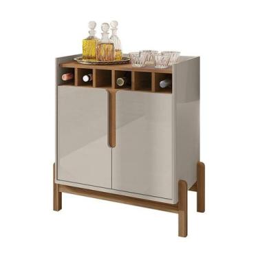 Imagem de Aparador Bar Lizz Adega para 6 Garrafas Pé de Madeira Maciça - CASA D,