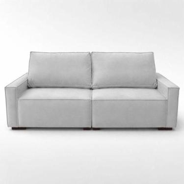 Imagem de Sofá 3 Lugares 2 Metros Sala Recepção Contemporâneo Moderno Linho Cinz