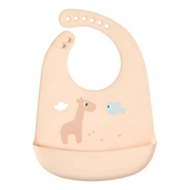 Imagem de Babador Buba De Silicone Com Pega Migalhas Cloudy Girafa Bege