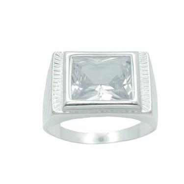 Imagem de Anel em Prata 925 Retangular com Zircônia - Joia de Compromisso - Just