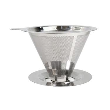 Imagem de Filtro e coador de café de inox reutilizável 8x10cm - Kit Girl