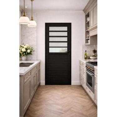 Imagem de Porta Basculante Lambril Alumínio Preto 210X80 Lado Esquerdo - Brecori