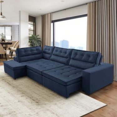 Imagem de Sofá de Canto Retrátil e Reclinável com Molas 3,00x2,00 Marília Suede 