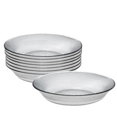 Imagem de Jogo 8 Prato Fundo De Vidro Acquamarine Transparente 19,5cm Class Home