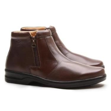 Imagem de Bota Anti-stress Masculina Couro Cano Médio Solado Conforto-Masculino
