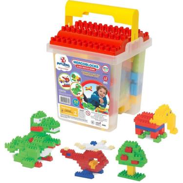 Imagem de Mercoblocks 110 Peças - Blocos Didáticos Menino - Merco Toys