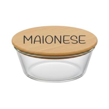 Imagem de Pote Hermético Redondo Vidro e Tampa de Bambu (630 ml) Maionese - Casa