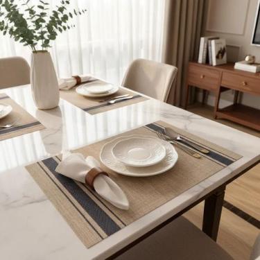 Imagem de Kit 4 Jogo Americano Elegance Sousplat Mesa Jantar PVC - Margex, Bege
