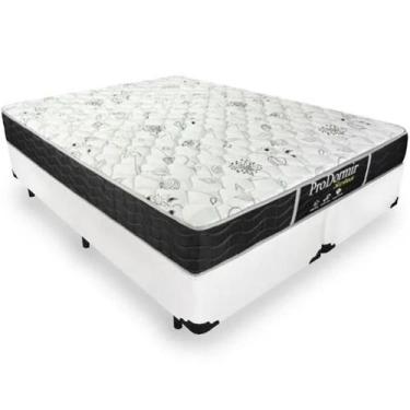 Imagem de Cama Box King 193 Bipartido Tecido Sintético Branco Com Colchão De Mol