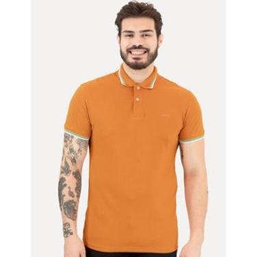 Imagem de Polo Colcci Masculina Piquet Frisos Orange Logo Amarelo Escuro-Masculino
