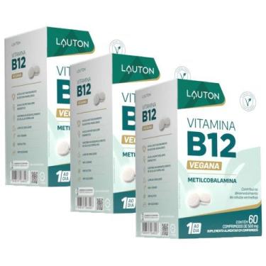 Imagem de KIT 3X Vitamina B12 (Metilcobalamina) Vegana 60 comprimidos - Lauton