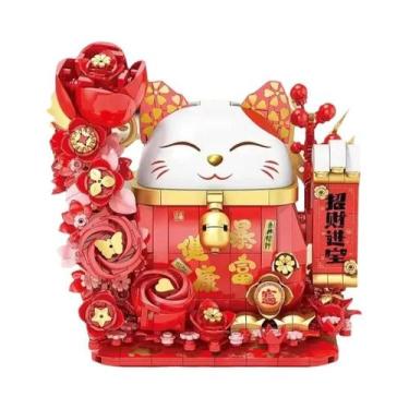 Imagem de Blocos De Montar Gato Da Sorte Com Luzes, Decoração De Ano Novo, Brinq