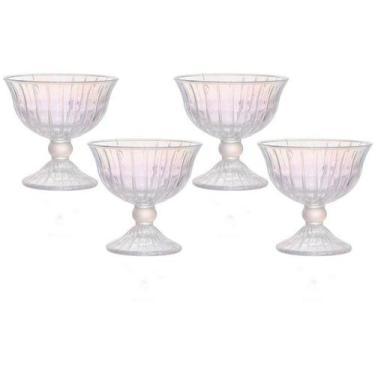 Imagem de 04 Taças Sobremesa Furta-cor 200ml Vidro Sorvete Mesa Posta - HAUSKRAF