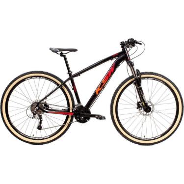 Imagem de   Bicicleta Aro 29 Ksw Xlt 24v K7 Câmbios Shimano Freio Hidráulico Garfo com Trava Pneu Faixa Bege - Preto\Vermelho\Laranja