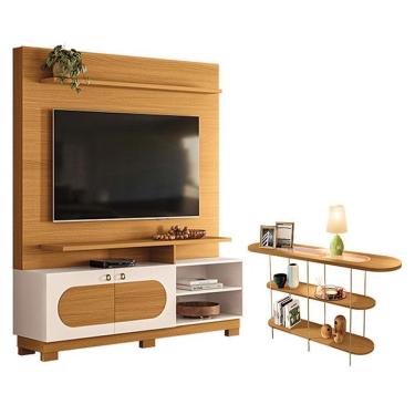 Imagem de Estante Home Theater Axis Cinamomo Off White Com Aparador Infinity Cinamomo - Hb Móveis
