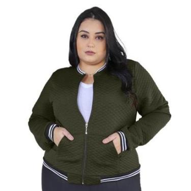 Imagem de Jaqueta Bomber Feminina Plus Size Com Bolsos G1 G2 G3 Blusa Frio Donna Martins-Feminino