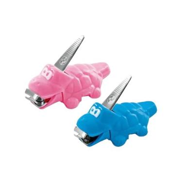 Imagem de Cortador de Unhas Infantil Jacaré com Base de Plástico Multicolor Rosa