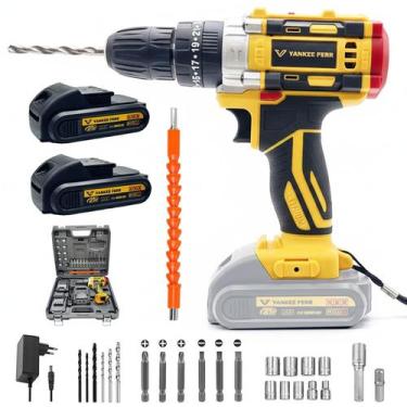 Imagem de Furadeira parafusadeira 21V com 2 baterias kit completo  Tudo em Caixa