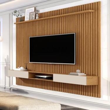 Imagem de Painel Ripado para TV até 70 Polegadas MDF 185,5cmx218cm Nicho 2 Porta