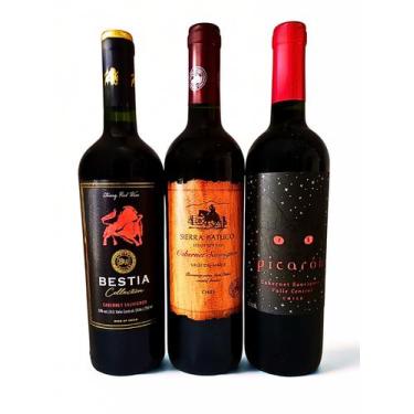 Imagem de 3 Vinhos Tintos Secos Chilenos Cabernet Sauvignon 750ml - Bestia Colle