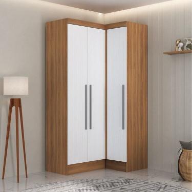 Imagem de Quarto Completo 3 Portas 4 Gavetas 2 Peças Viena Espresso Móveis Nogal/Branco
