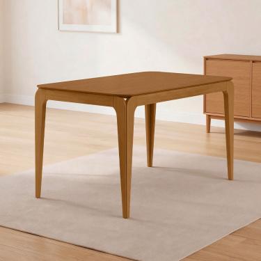 Imagem de Mesa de Jantar 4 Lugares Retangular 120cm Tampo MDF Claris N01 Ypê - Lyam Decor