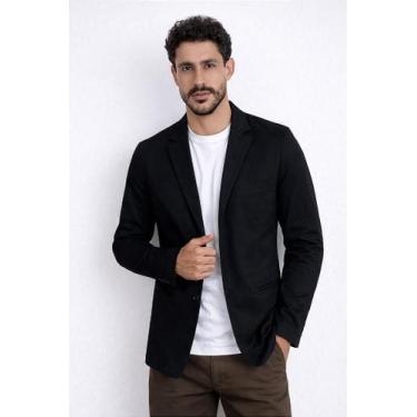Imagem de Blazer Masculino Slim Fit de Sarja Preto - Tony Menswear, Preto, XG
