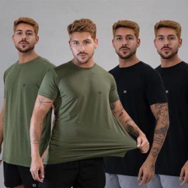 Imagem de Kit 4 Camisetas Masculina Academia Poliamida Manga Curta Treino Camisa Malhar Dia A Dia...