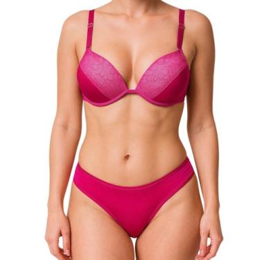 Imagem de Sutiã Bojo e Calcinha Conjunto Feminino De Lingerie - Kdin, Rosa, GG