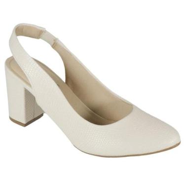 Imagem de Sapato Scarpin Feminino Salto Grosso Bloco Modare, Bege, 37