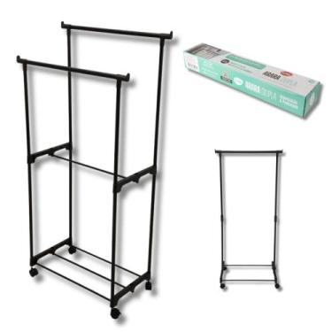 Imagem de Arara Dupla Cabideiro Top Closet Plástico E Ferro Clink 5KG