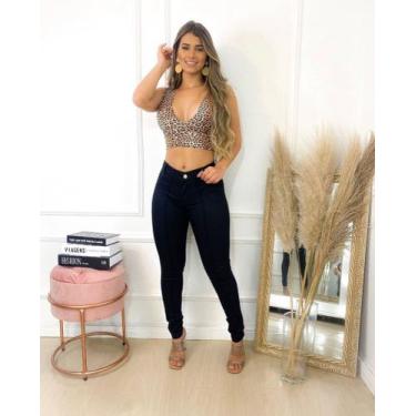 Imagem de Calça jeans feminina preta - marca propria, Liso, 42