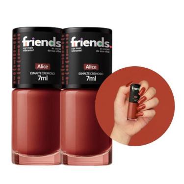 Imagem de Kit 2 Esmalte Cremoso Terracota Marrom Avermelhado Alice Friends 7ml C