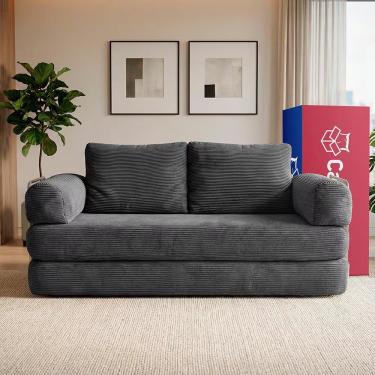 Imagem de Sofá Cama Smartbox Xpandtech 3 Lugares 188cm Cinza Escuro Velourê Cama Inbox