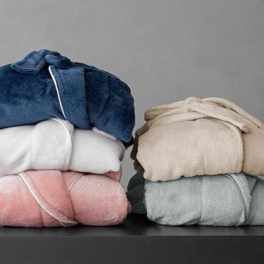 Imagem de Roupão Camesa Neo Velour Tam M Cor Cinza - 100% Poliéster