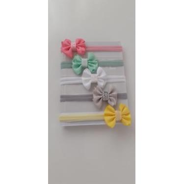Imagem de Tiara de bebê goldex meia de seda com 5 - Enove laços 
