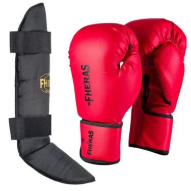 Imagem de Luva Boxe Muay Thai Tradicional com Caneleira Free Style Fheras, Verme