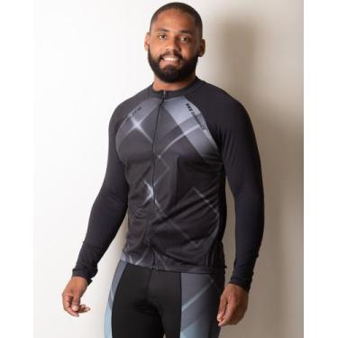 Imagem de Camisa ciclismo manga longa cinza masculina elite, M