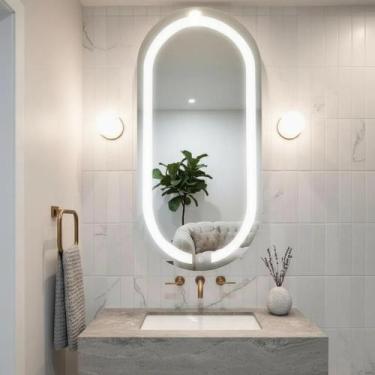 Imagem de Espelho Oval Grande LED 75x50cm Decorativo Iluminado Touch Screen Sala