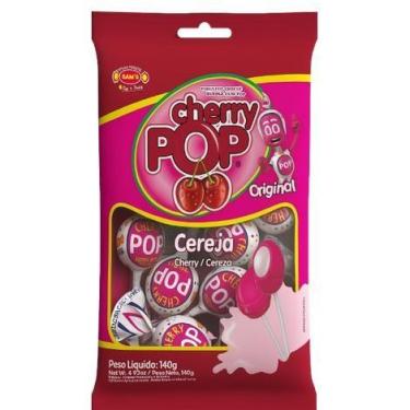 Imagem de Pirulito Cherry Pop Cereja Recheio Chiclete c/10 - Sams