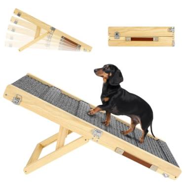 Imagem de Rampa de cachorro atualizada para sofá 2026, rampa dobrável para cães pequenos para sofá, 4 alturas ajustáveis de 33 cm a 53 cm, degraus portáteis para animais de estimação com almofada antiderrapante