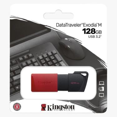 Imagem de Pen Drive 128GB Kingston DataTraveler Exodia M Preto/Vermelho, USB 3.2, DTXM/128GB  KINGSTON