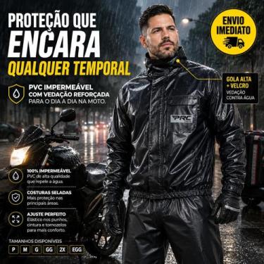 Imagem de Capa de Chuva Moto PVC Impermeavel Conjunto Motoqueiro Piracapas P a 2