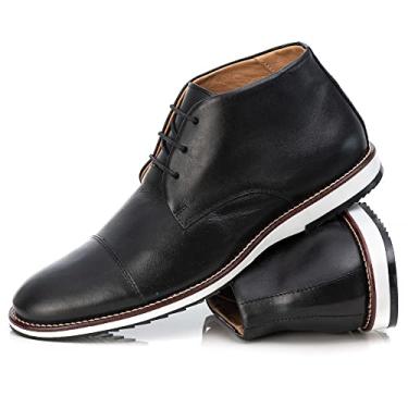 Imagem de Sapato Bota Cano Baixo Oxford Casual Masculino Brogue Premium Couro Confort Andora cor:Preto;Tamanho:40