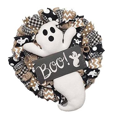 Imagem de de Halloween porta da frente, pré-decoração s de fantasma, parede da frente, enfeites noturnos de Halloween