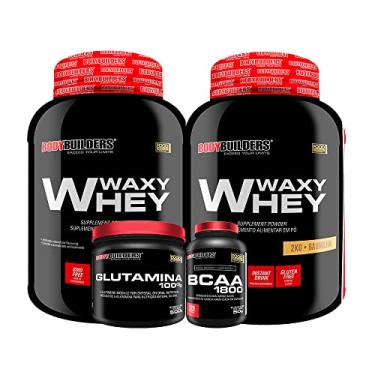 Imagem de KIT 2x Whey Protein Waxy Whey 2kg + Glutamina 500g + BCAA 1800 120 Cápsulas - Bodybuilders…