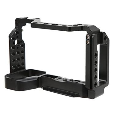 Imagem de Gaiola para câmera A6600, moldura estabilizadora de gravação de vídeo Vlogging com orifício de parafuso de 6,35 mm e base de sapata fria, para expandir microfone/monitor