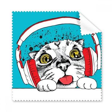 Imagem de Fone de ouvido vermelho branco proteção para gatos animais de estimação, pano de limpeza para tela de telefone, 5 peças